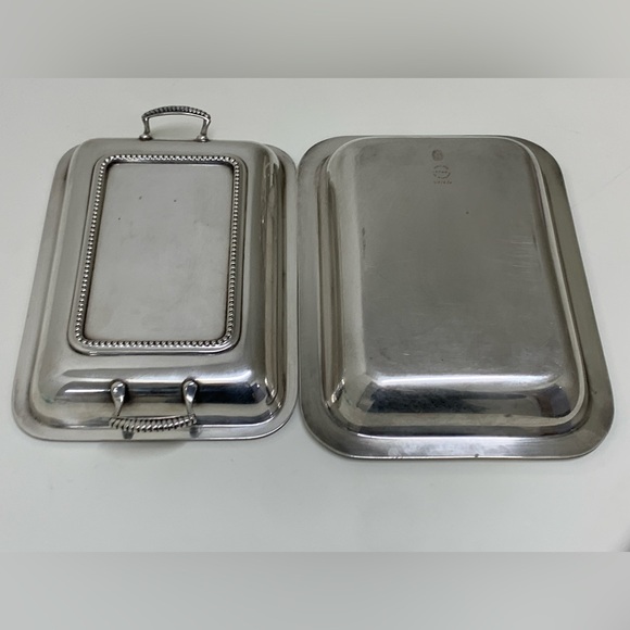 Antique Wallace EPNS Silver Plated Gadrooned Lidded Handled Serving Dish England - Picture 9 of 16